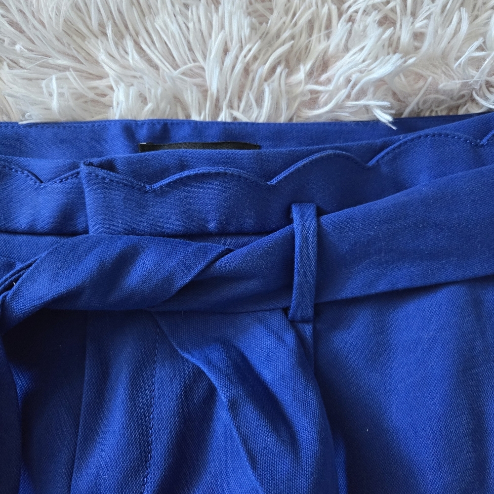 Banana Republic royal blue scalloped waist dress shorts Sz 6 belt detail preppy - Picture 4 of 7